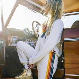 NWT - Aviator Nation 5 Stripe Sweatpants | Vintage White | XS